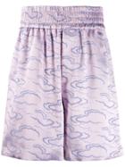 Ximon Lee Cloud Brocade High-waist Shorts - Purple