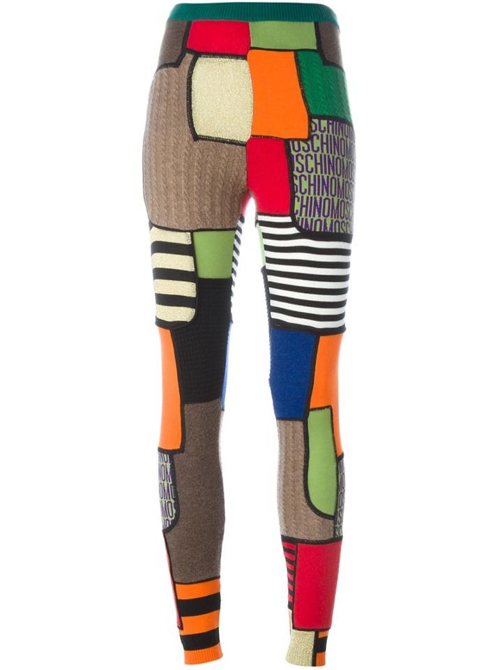 Moschino Patchwork Knit Leggings, Women's, Size: 42, Polyester/rayon/virgin Wool