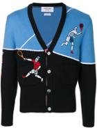 Thom Browne V-neck Tennis Player Embroidered Cardigan - Blue