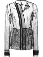 Rick Owens Lilies Curved Zip Sheer Jacket, Women's, Size: 42, Black, Polyamide/spandex/elastane