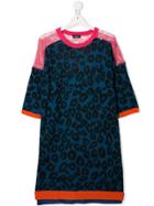 Diesel Kids Leopard Print Colour-block Dress - Blue