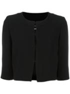 Alberta Ferretti Three-quarters Sleeve Cropped Jacket, Women's, Size: 46, Black, Acetate/rayon