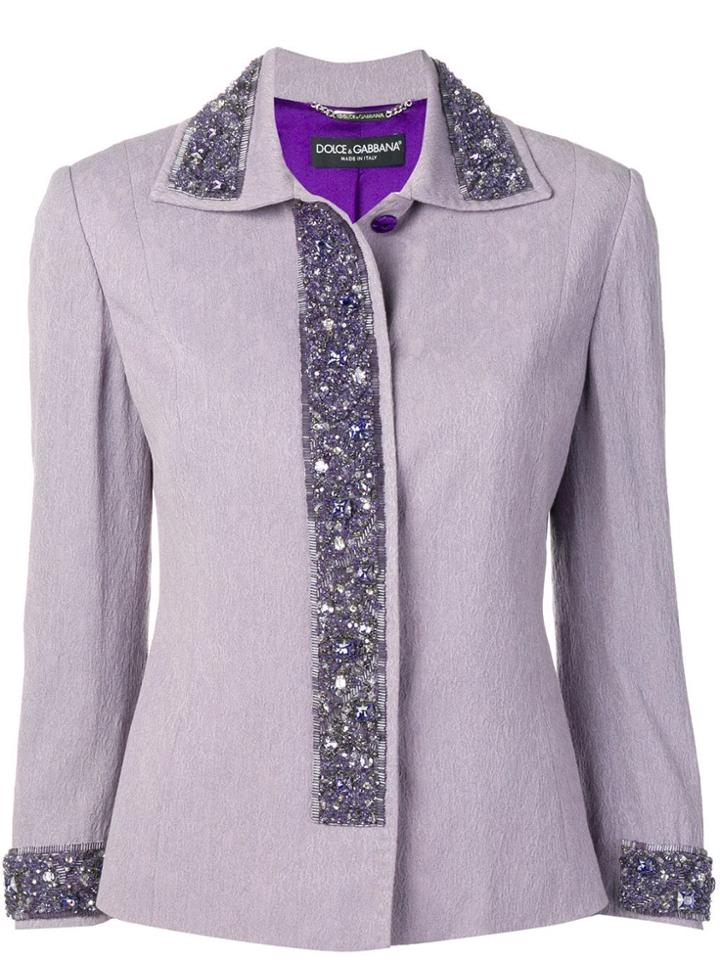 Dolce & Gabbana Vintage Bead-embellished Jacket - Purple