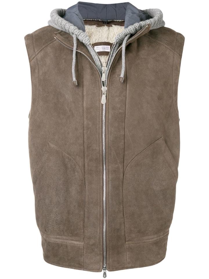 Brunello Cucinelli Hooded Gilet - Brown