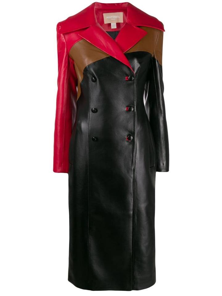 Matériel Colour-blocked Midi Coat - Black
