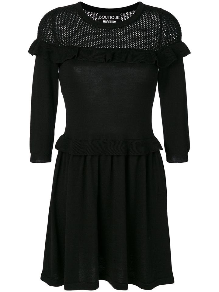 Boutique Moschino - Net Trim Dress - Women - Virgin Wool - 40, Black, Virgin Wool