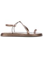 Giorgio Armani Vintage Metallic Flat Sandals - Brown