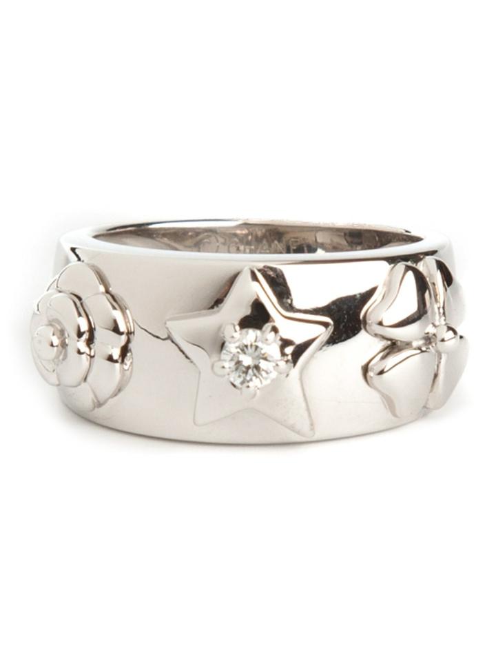 Chanel Vintage Embossed Floral Motif Ring - Metallic