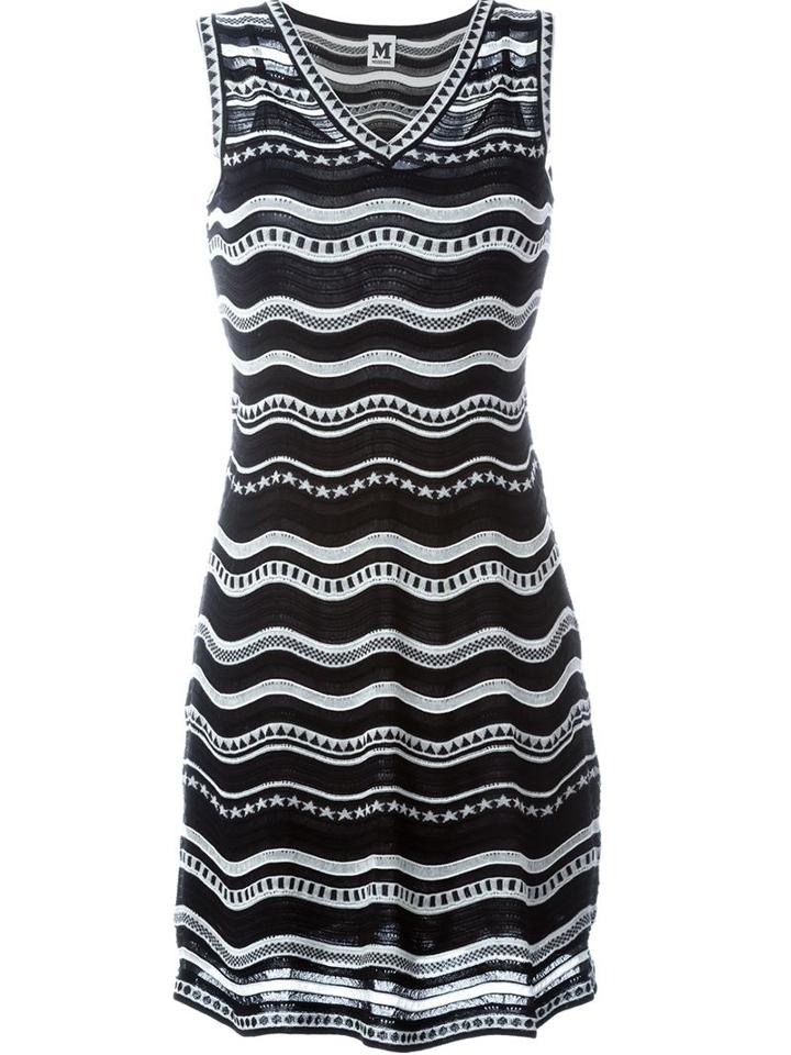 M Missoni Wavy Knit Flared Dress, Women's, Size: 44, Black, Cotton/viscose/polyester/polyester