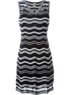 M Missoni Wavy Knit Flared Dress, Women's, Size: 44, Black, Cotton/viscose/polyester/polyester