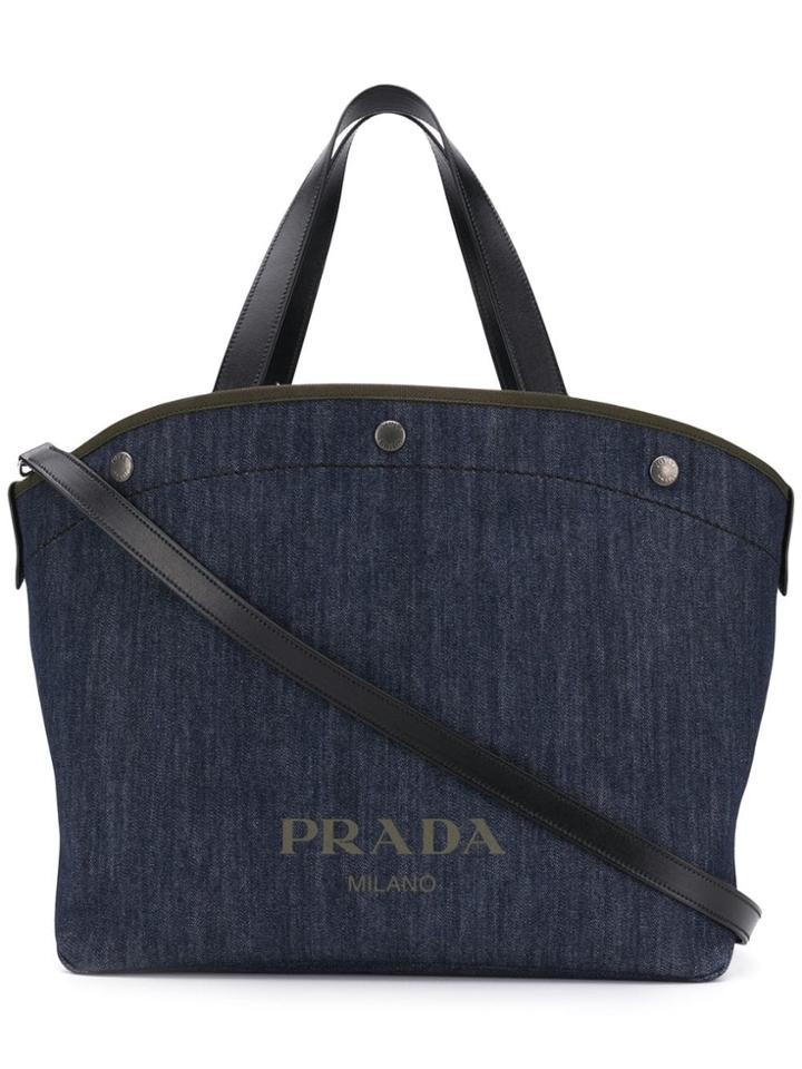 Prada Logo Tote - Blue