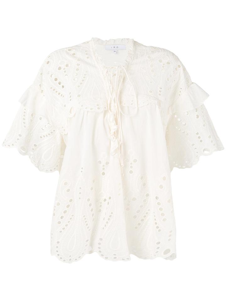 Iro - Broderie Anglaise Blouse - Women - Cotton - 34, Nude/neutrals, Cotton