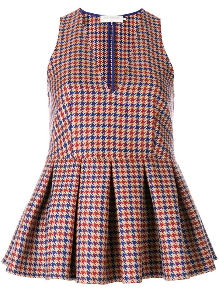 L'autre Chose Houndstooth V-neck Top - Multicolour