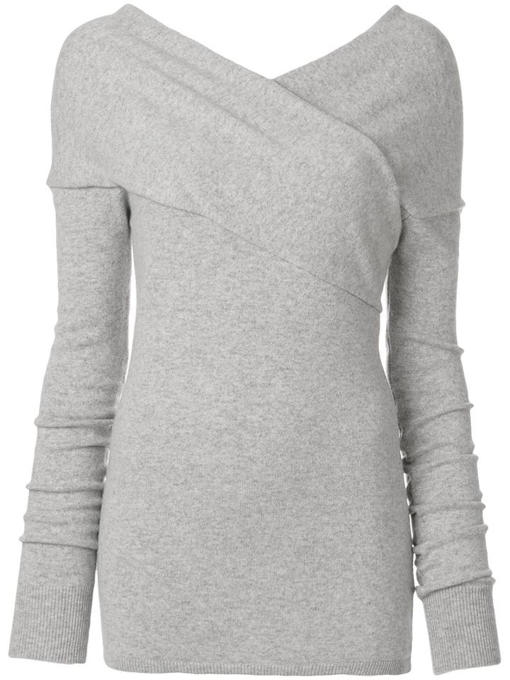 Emilio Pucci - Cross Front Jumper - Women - Polyamide/spandex/elastane/cashmere - M, Grey, Polyamide/spandex/elastane/cashmere