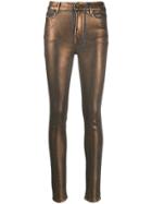 Karl Lagerfeld Denim Coated Metallic Skinny Jeans - Gold