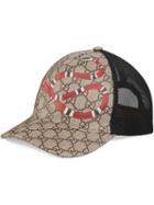 Gucci Kingsnake Print Gg Supreme Baseball Hat - Neutrals