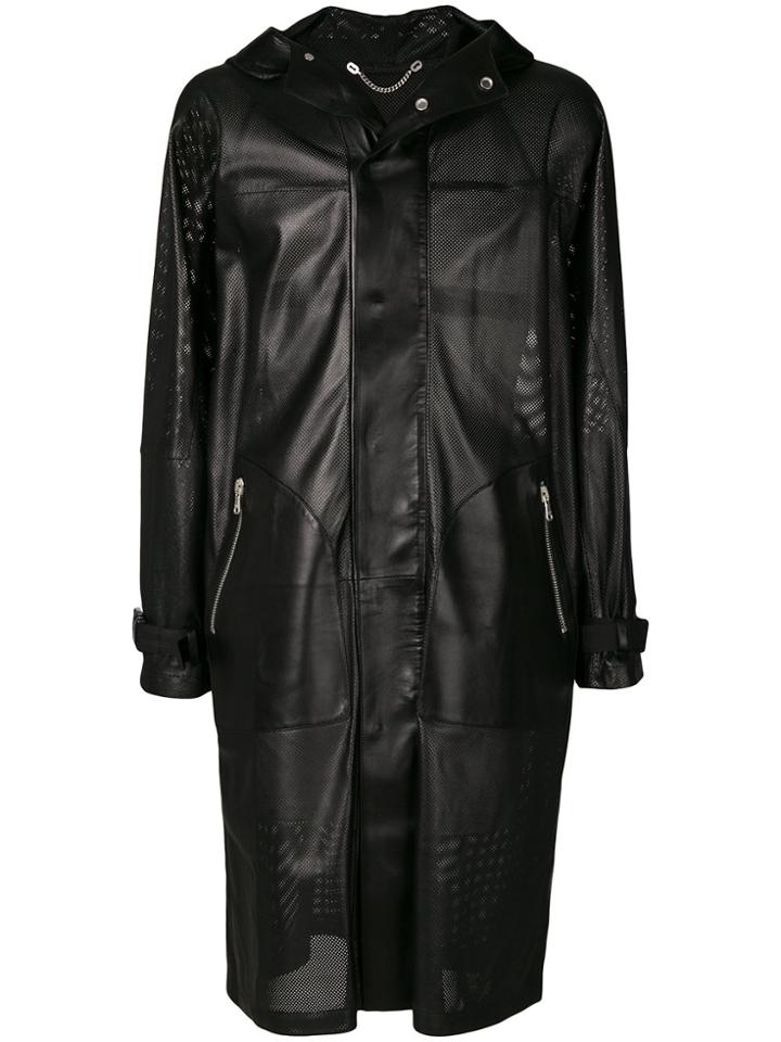 Pihakapi Perforated Button Coat - Black