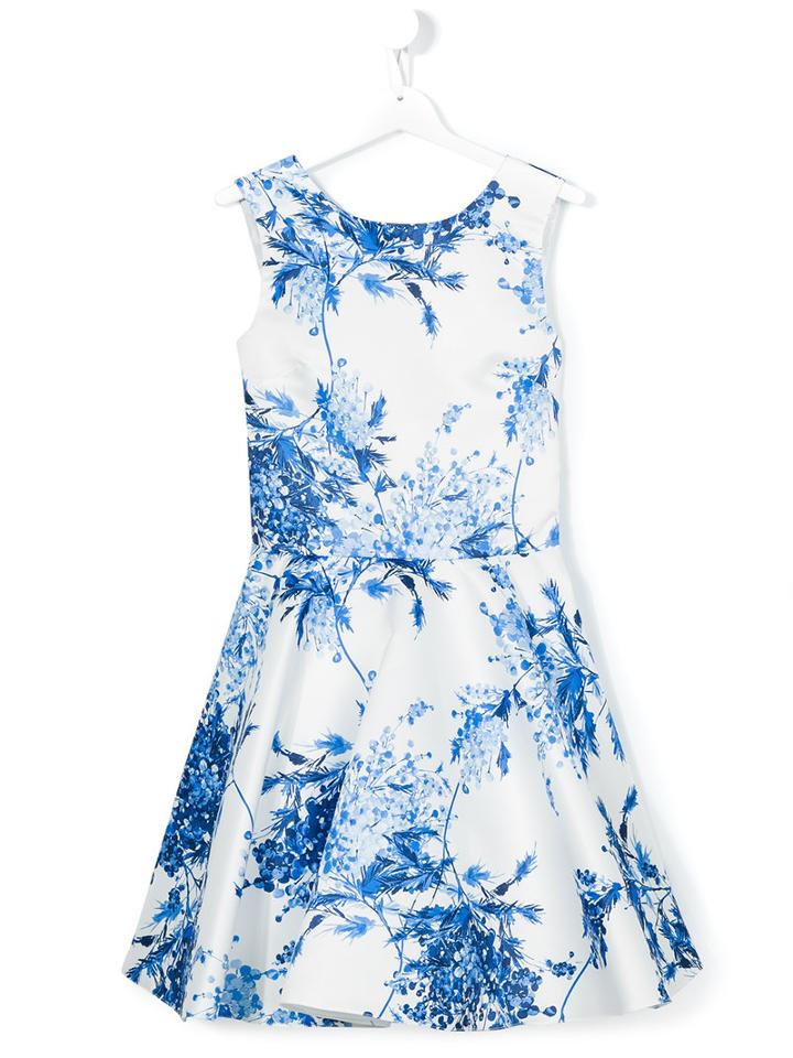 David Charles Kids Floral Print Flared Dress, Size: 13 Yrs, White