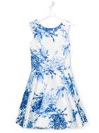 David Charles Kids Floral Print Flared Dress, Size: 13 Yrs, White