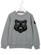 Moncler Kids Bear Appliqué Sweatshirt, Girl's, Size: 10 Yrs, Grey