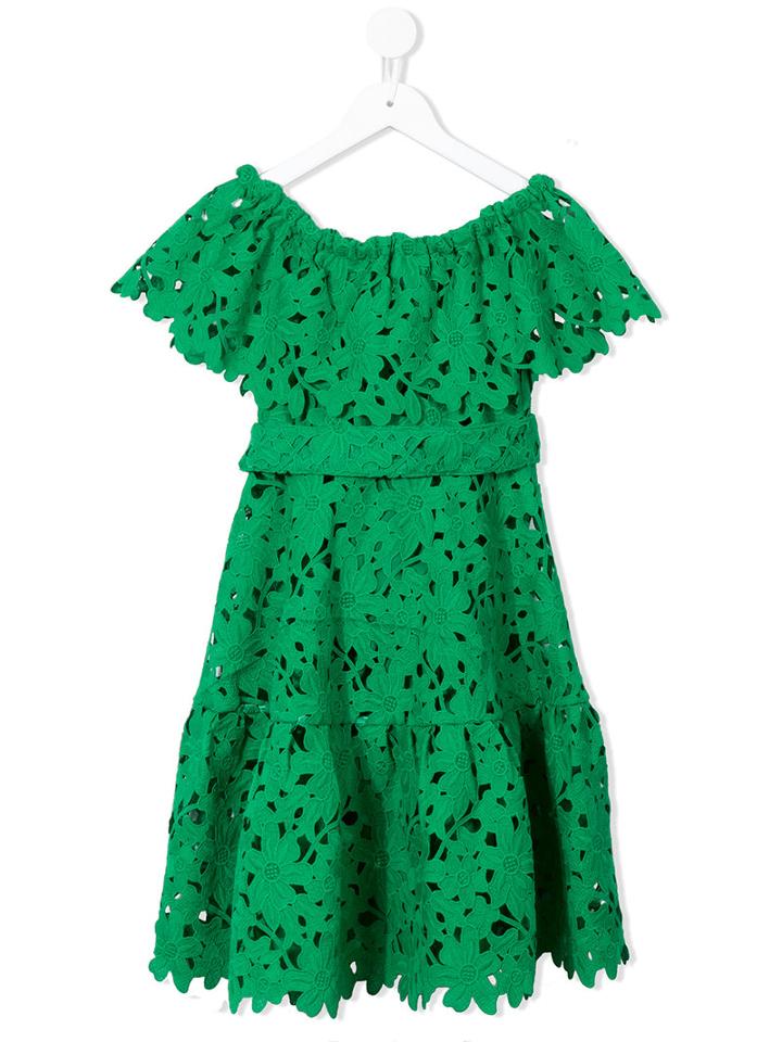 Little Bambah - Crochet Off-shoulder Dress - Kids - Polyester - 8 Yrs, Green