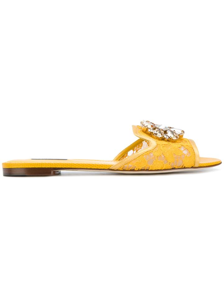 Dolce & Gabbana Bianca Flat Sandals - Yellow & Orange