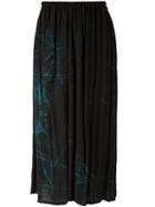 Y's - Abstract Print Gathered Skirt - Women - Viscose - 1, Black, Viscose
