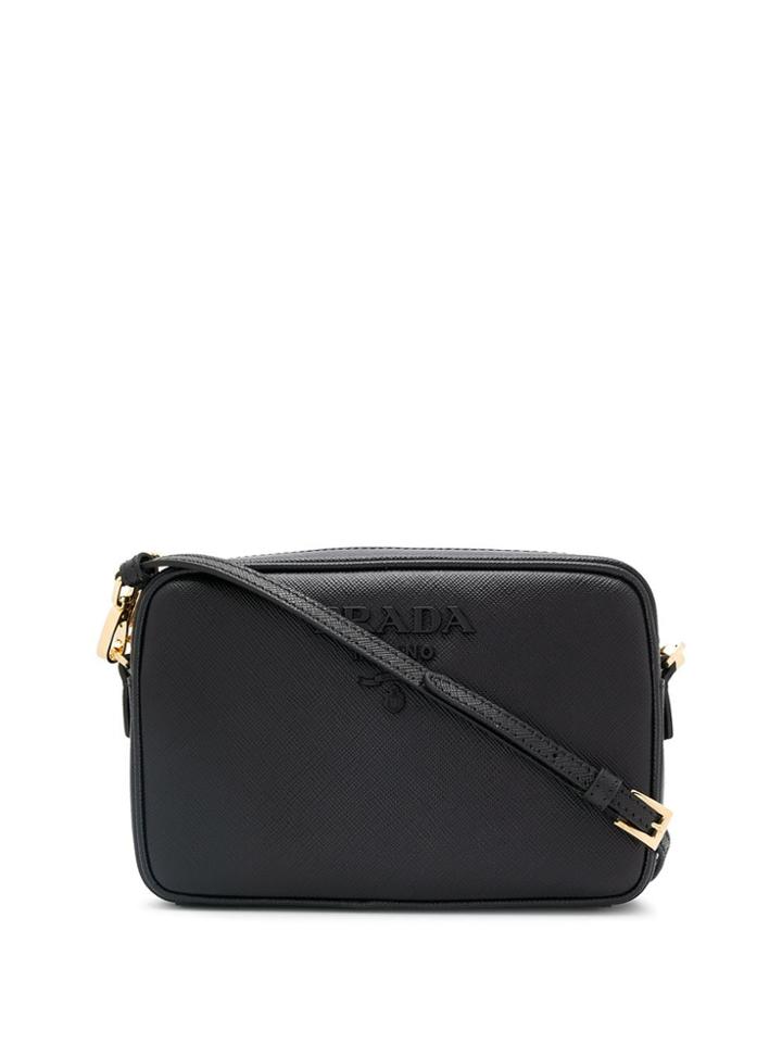 Prada Tonal Logo Plaque Camera Bag - Black