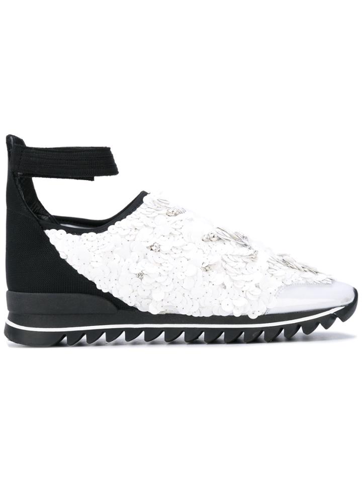 No Ka' Oi Embellished Ankle Strap Sneakers - White