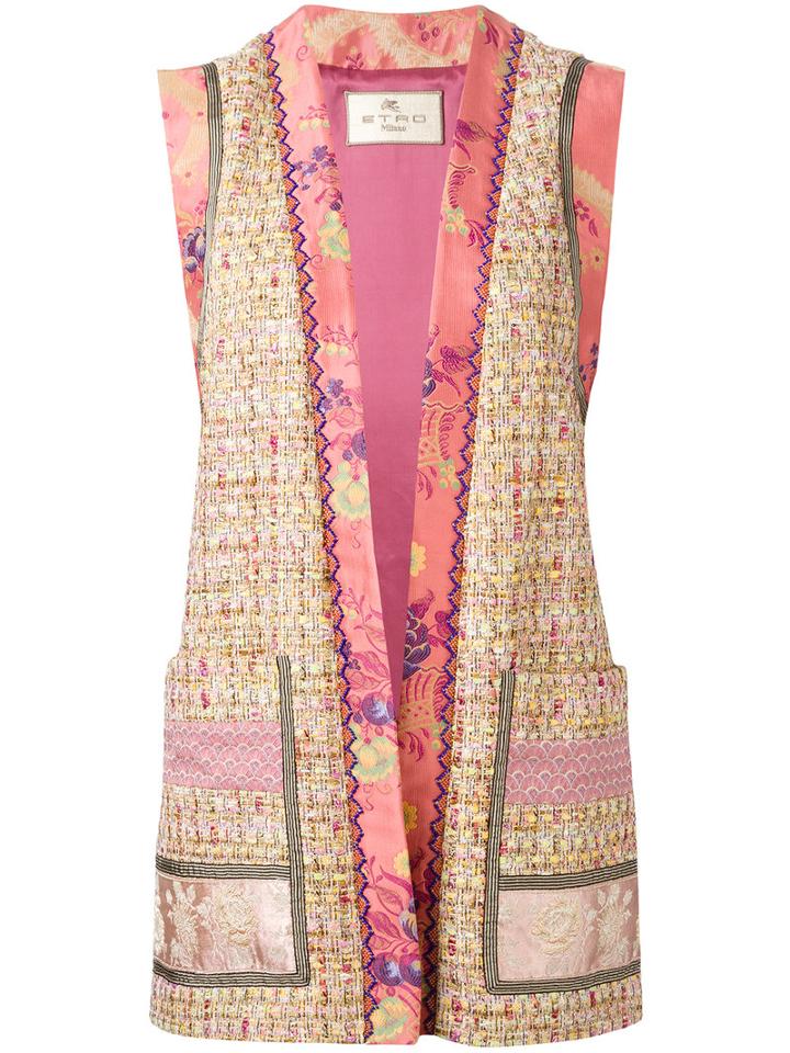 Etro Open Waistcoat, Women's, Size: 42, Pink, Silk/cotton/acrylic/viscose