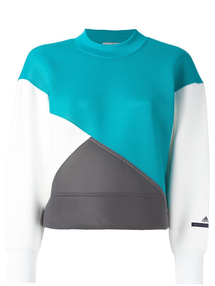 Adidas By Stella Mccartney Neoprene Colour Block Sweatshirt, Women's, Size: Small, Turquoise, Polyester/spandex/elastane