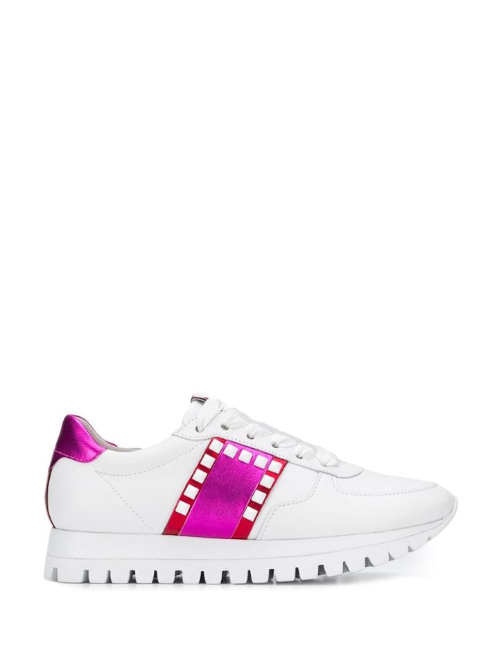 Kennel & Schmenger Stripe Appliqué Sneakers - White