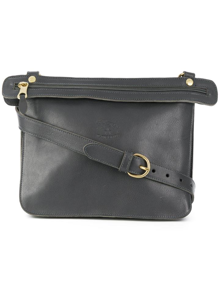 Il Bisonte Brand Embossed Crossbody Bag - Grey