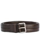 Prada Woven Belt, Men's, Size: 90, Brown, Calf Leather