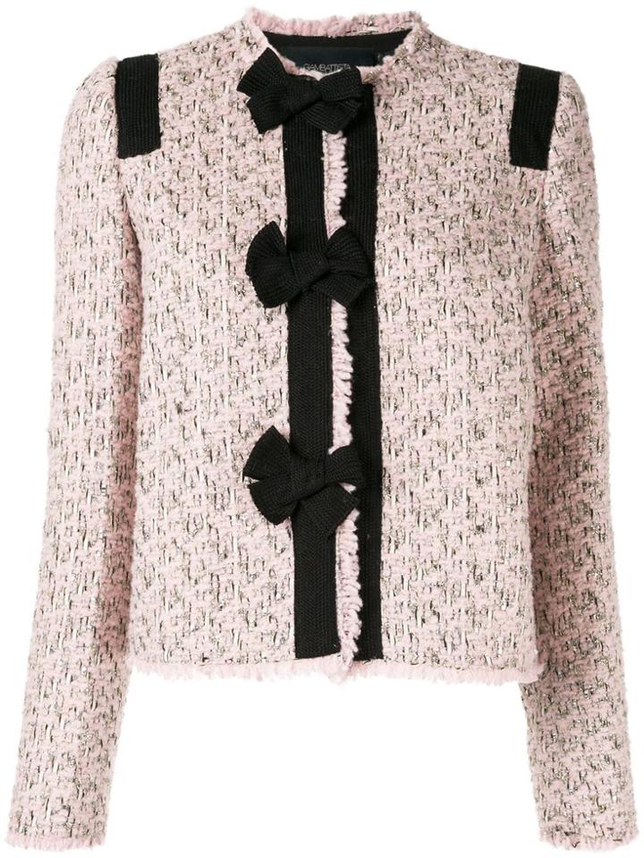 Giambattista Valli Tweed Bow Panel Fitted Jacket - Pink