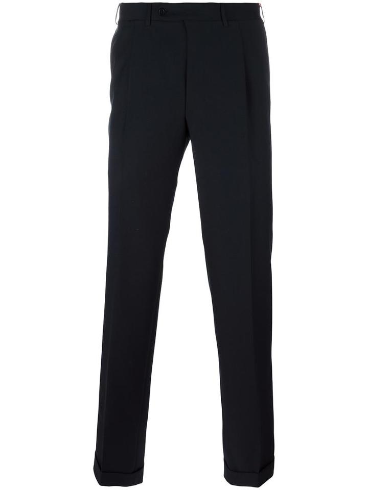 Canali Pleated Tailored Trousers, Men's, Size: 50, Blue, Wool
