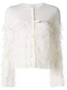 Giambattista Valli Ruffle Lace-detail Cardigan - White