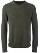 Rag & Bone Ribbed Crew Neck Jumper, Men's, Size: Large, Green, Cashmere