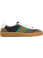 Gucci Black Logo Embossed Leather Sneakers