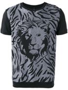 Versus Metallic Lion Print T-shirt, Men's, Size: Xs, Black, Cotton/viscose/polyamide/polyester