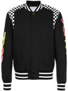 Ports V Cool Summer Checkered Panel Bomber Jacket - Black