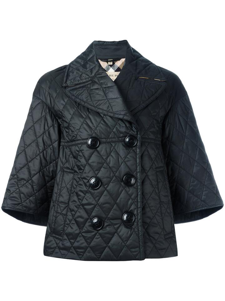 Burberry Button Up Puffer Jacket, Women's, Size: Xs, Black, Polyester/cotton