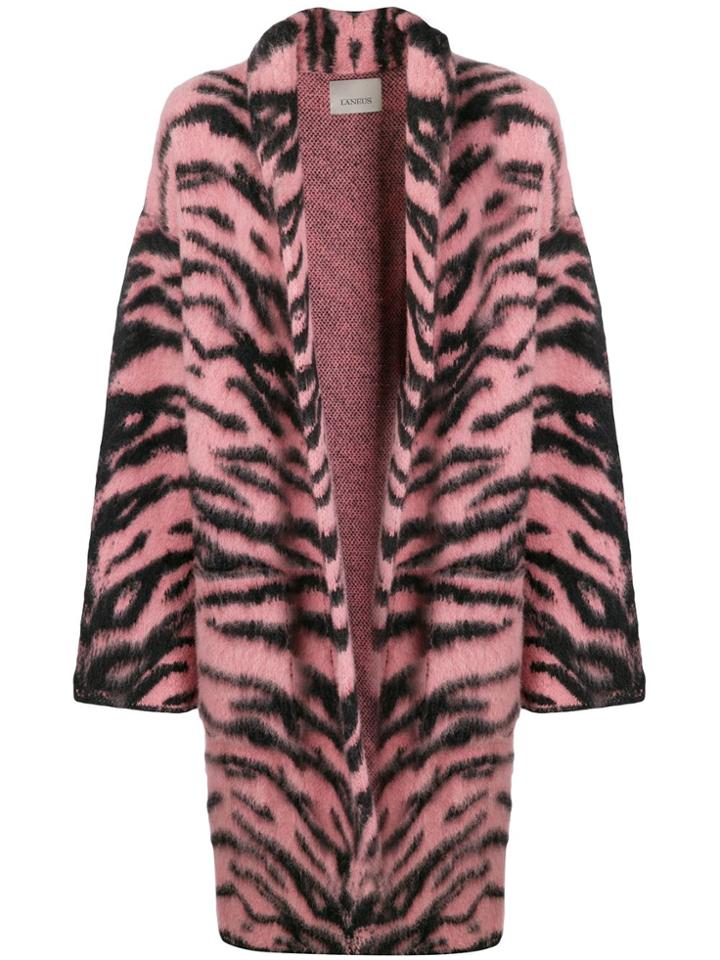 Laneus Tiger Print Coat - Pink