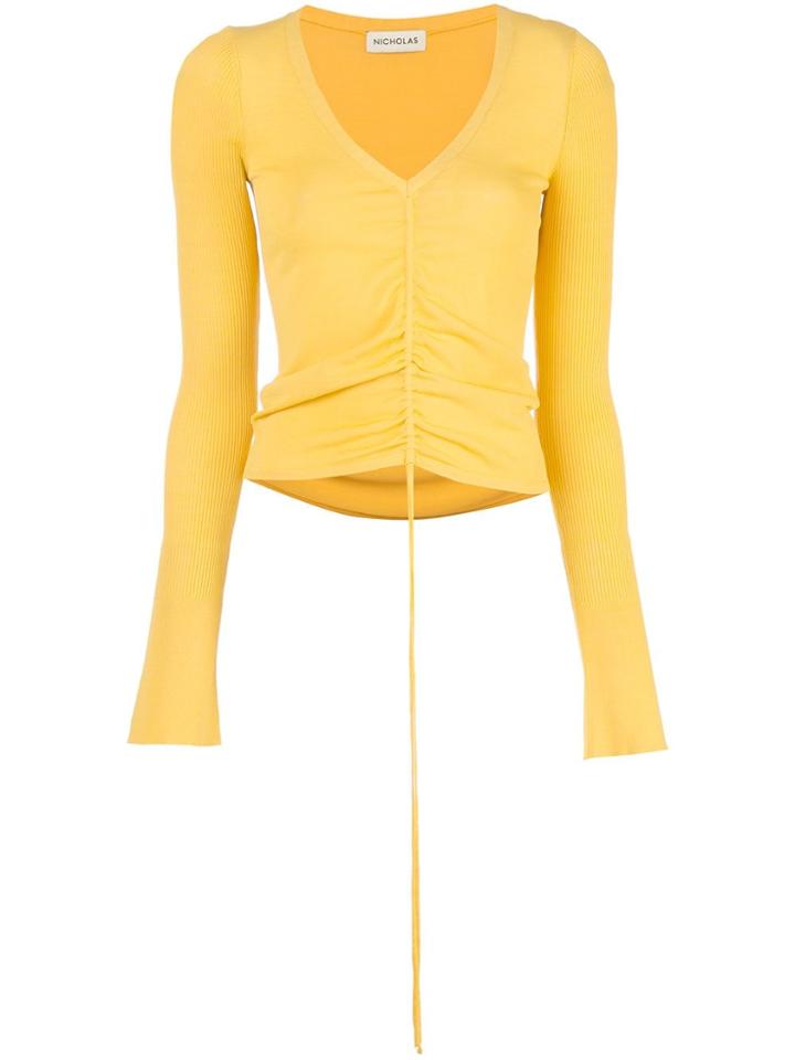 Nicholas Ribbed Detail Knitted Top - Yellow