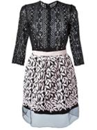 Christian Pellizzari Lace Top Embroidered Dress, Women's, Size: 42, Black, Cotton/polyester