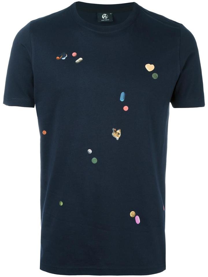 Ps By Paul Smith 'pills' T-shirt, Men's, Size: Large, Blue, Organic Cotton