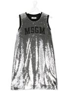 Msgm Kids Teen Sequin Embellished Shift Dress - Metallic