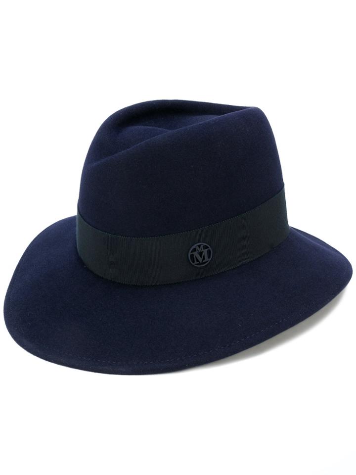 Maison Michel Checked Ideology Hat - Blue