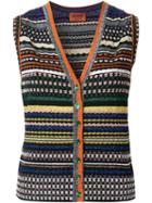 Missoni Striped V-neck Buttoned Tank, Women's, Size: 42, Nylon/polyester/cupro/viscose