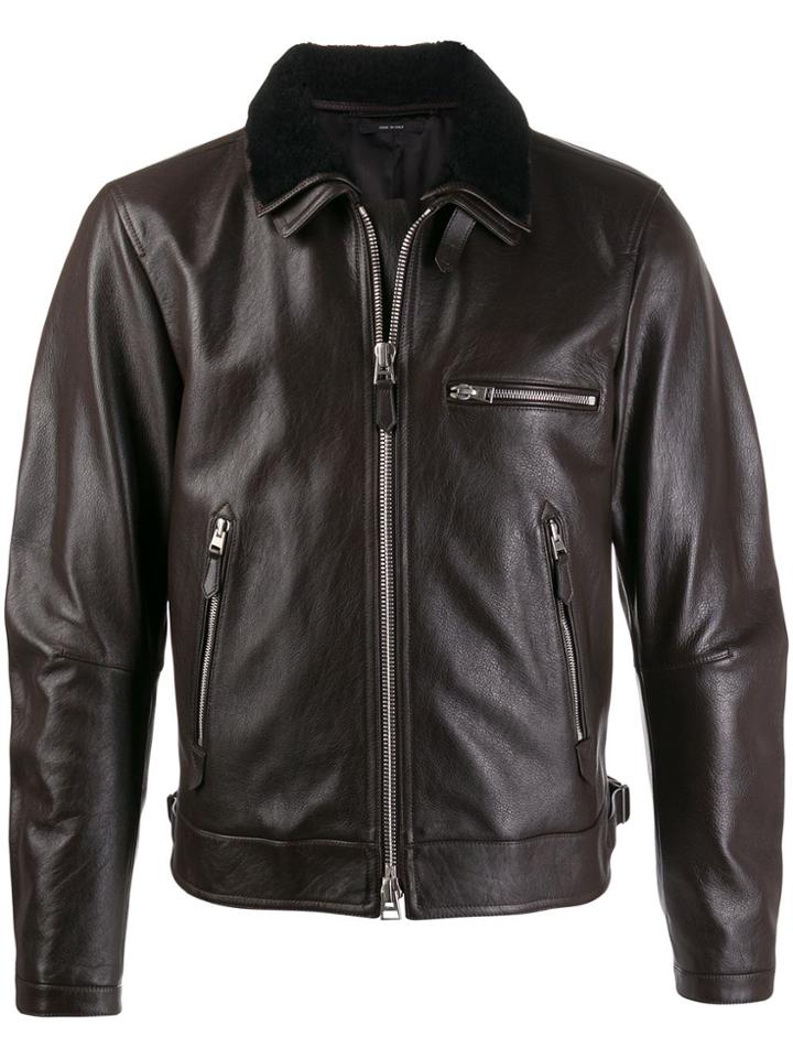 Tom Ford Detachable Shearling Collar Jacket - Brown